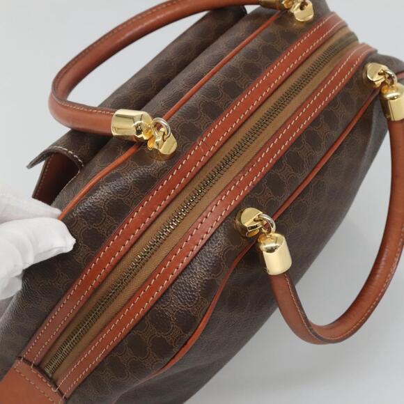 CELINE Macadam Canvas Hand Bag Pvc Leather Brown Gold - Picture 6 of 12